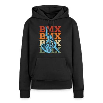 BMX Racing BMX Retro Bicycle Cyclist Bicyclette - Frauen Premium Bio Hoodie - Schwarz - Vorne - Julia (174cm)