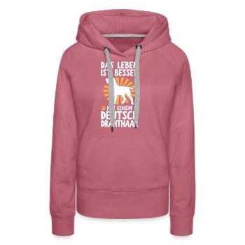 Leben ist besser mit einem Deutsch Drahthaar - Frauen Premium Bio Hoodie - Malve - Vorne - Isabella (175cm)
