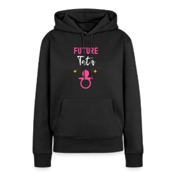 Future tata tante cadeau annonce grossesse tata - Sweat à capuche Premium bio Femme - noir - Devant - Julia (174cm)