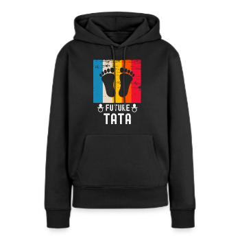 Future tata tante cadeau naissance vintage - Sweat à capuche Premium bio Femme - noir - Devant - Julia (174cm)