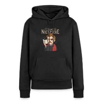 Philosophie de Saint Nietzsche - Sweat à capuche Premium bio Femme - noir - Devant - Julia (174cm)