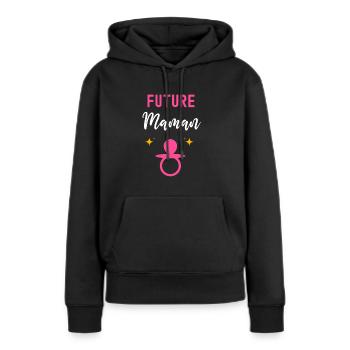 Future maman mère cadeau annonce grossesse maman - Sweat à capuche Premium bio Femme - noir - Devant - Julia (174cm)
