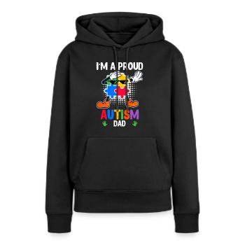 Solidarité autistique pour les enfants autistes - Sweat à capuche Premium bio Femme - noir - Devant - Julia (174cm)