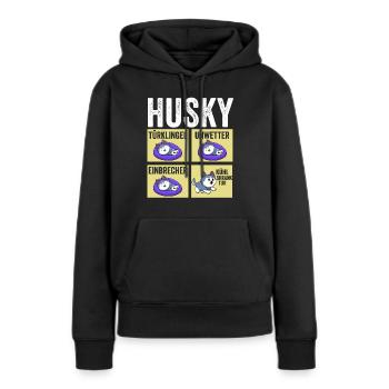 Chien Husky - Sweat à capuche Premium bio Femme - noir - Devant - Julia (174cm)