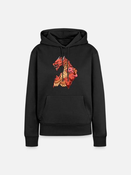 Starker Drache mit Drachen Kind für einen Drachen - Frauen Premium Bio Hoodie - Schwarz