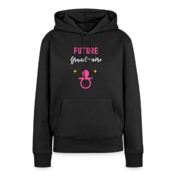 Future grand-mère cadeau annonce grossesse - Sweat à capuche Premium bio Femme - noir - Devant - Julia (174cm)