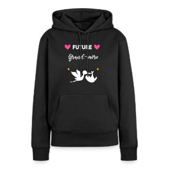 cadeau annonce grossesse Future grand-mère - Sweat à capuche Premium bio Femme - noir - Devant - Julia (174cm)