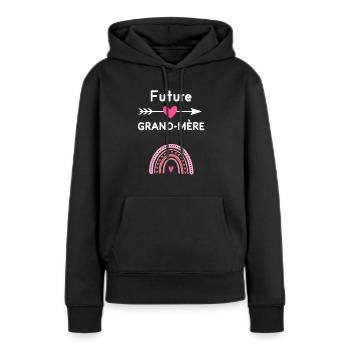 Future grand-mère cadeau annonce grossesse - Sweat à capuche Premium bio Femme - noir - Devant - Julia (174cm)