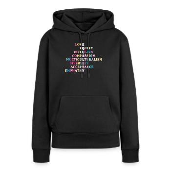 Inklusion Akzeptanz handicap Solidarität - Frauen Premium Bio Hoodie - Schwarz - Vorne - Julia (174cm)