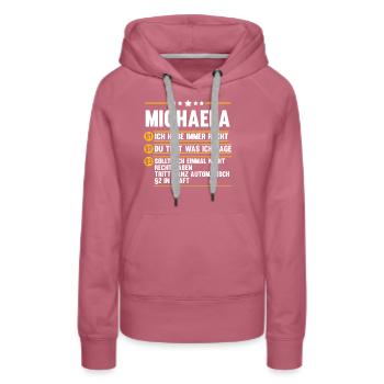 Michaela - Frauen Premium Bio Hoodie - Malve - Vorne - Isabella (175cm)