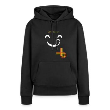 Frisch essen - Frauen Premium Bio Hoodie - Schwarz - Vorne - Julia (174cm)