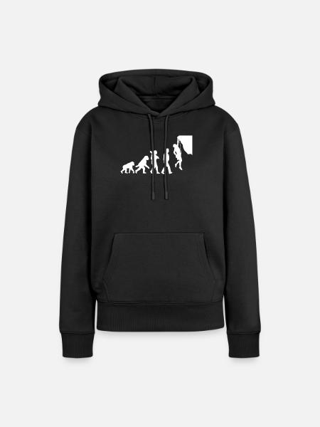 Evolution des Kletterns - Frauen Premium Bio Hoodie - Schwarz