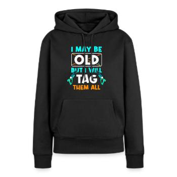 Laser Tag Funny Laser Gun Laser Tag Laser Beam - Sweat à capuche Premium bio Femme - noir - Devant - Julia (174cm)