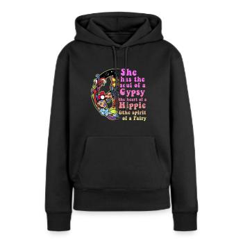 Hippie - Sweat à capuche Premium bio Femme - noir - Devant - Julia (174cm)