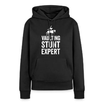 Voltige amusante sur le cheval - Sweat à capuche Premium bio Femme - noir - Devant - Julia (174cm)