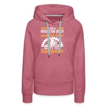 I'm a Mountain Biker and Cat lover - Frauen Premium Bio Hoodie - Malve - Vorne - Isabella (175cm)