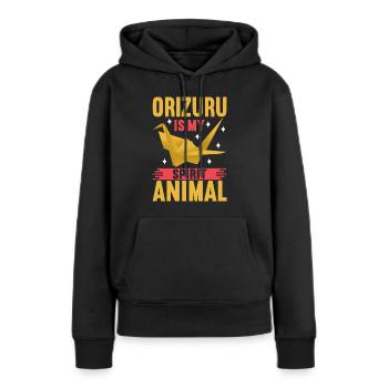 Origami - Sweat à capuche Premium bio Femme - noir - Devant - Julia (174cm)
