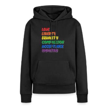 Stolz LGBTQ. Aussage - Frauen Premium Bio Hoodie - Schwarz - Vorne - Julia (174cm)