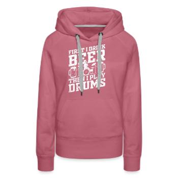 D’abord je bois de la bière puis je joue du tambour - batteur - Sweat à capuche Premium bio Femme - mauve - Devant - Isabella (175cm)