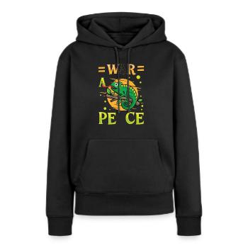 Peace Cameleon, mouvement pour la paix - Sweat à capuche Premium bio Femme - noir - Devant - Julia (174cm)