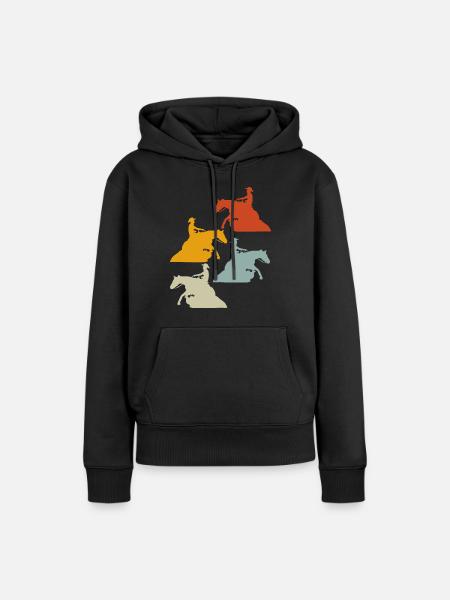 Reining Rijden Retro Western Rijden - Vrouwen Premium Bio hoodie - zwart