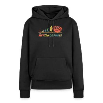 Mettbrötchen Hackfleisch Mett - Frauen Premium Bio Hoodie - Schwarz - Vorne - Julia (174cm)