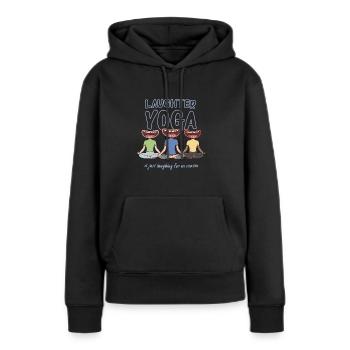 Conception de méditation du rire pour une séance de yoga du rire - Sweat à capuche Premium bio Femme - noir - Devant - Julia (174cm)