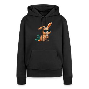 Lapin de Pâques Visage Lapin de Pâques Lapin de Pâques - Sweat à capuche Premium bio Femme - noir - Devant - Julia (174cm)