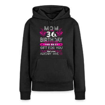 Drôle d’anniversaire souhaite aux femmes 36e anniversaire - Sweat à capuche Premium bio Femme - noir - Devant - Julia (174cm)