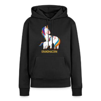 Grand-maïs Fête des mères Licorne Grand-mère Licorne - Sweat à capuche Premium bio Femme - noir - Devant - Julia (174cm)