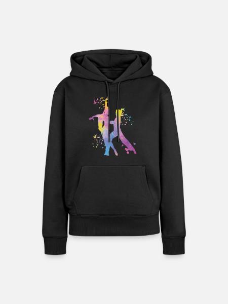 Ballerina latina coppia acquerello ballerina - Felpa con cappuccio ecologica premium da donna - nero