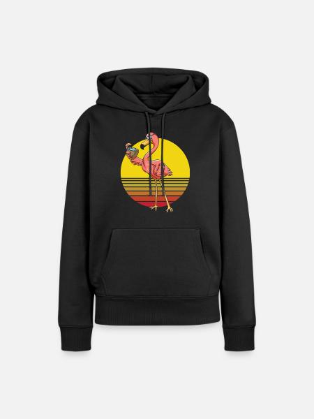 Flamingo - Frauen Premium Bio Hoodie - Schwarz