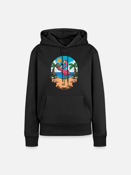 Flamingo - Frauen Premium Bio Hoodie - Schwarz