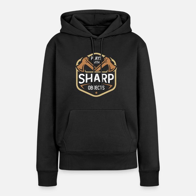 Le lancer de hache joue avec des objets pointus Double hache - Sweat à capuche Premium bio Femme - noir