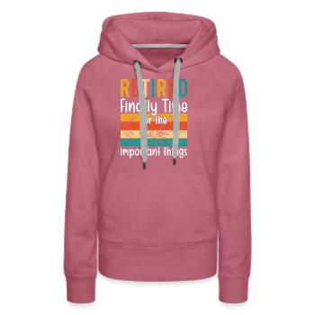 Retiré enfin Il est temps pour les choses importantes - Sweat à capuche Premium bio Femme - mauve - Devant - Isabella (175cm)
