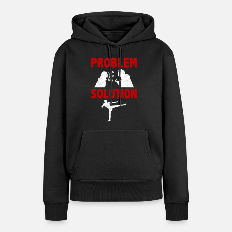 Kickboxing Kickboxer Problème Solution Hobby - Sweat à capuche Premium bio Femme - noir