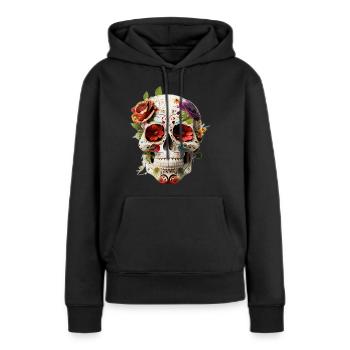 Zucker-Schädel Schädel | Schädel | Schädel-Kunst - Frauen Premium Bio Hoodie - Schwarz - Vorne - Julia (174cm)