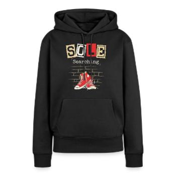 Semelle collectionneuse de chaussures sneakerhead - Sweat à capuche Premium bio Femme - noir - Devant - Julia (174cm)