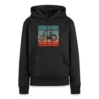 Vintage Mofa Moped Mokick Retro - Sweat à capuche Premium bio Femme - noir - Devant - Julia (174cm)