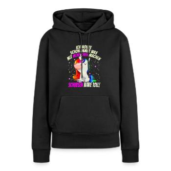 Was mit Menschen machen - schubsen wäre toll - - Frauen Premium Bio Hoodie - Schwarz - Vorne - Julia (174cm)