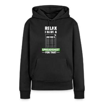 Finance Comptabilité Relax Feuille de calcul Calcul C - Sweat à capuche Premium bio Femme - noir - Devant - Julia (174cm)
