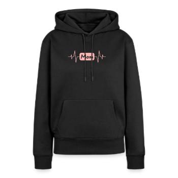 Maman Maman Battement de cœur - Sweat à capuche Premium bio Femme - noir - Devant - Julia (174cm)