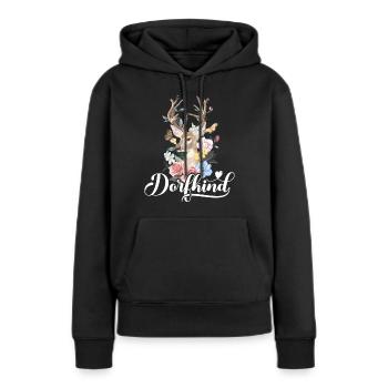 Dorfkind T-Shirt Damen Trachtenshirt Kinder Tracht - Frauen Premium Bio Hoodie - Schwarz - Vorne - Julia (174cm)
