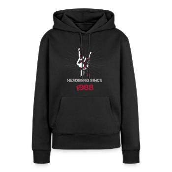 Headbang since 1988 - Frauen Premium Bio Hoodie - Schwarz - Vorne - Julia (174cm)