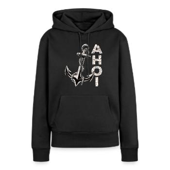 Ahoy anchor home Frise orientale Frise orientale Frise orientale - Sweat à capuche Premium bio Femme - noir - Devant - Julia (174cm)