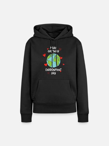 Make everyday environment day - Frauen Premium Bio Hoodie - Schwarz