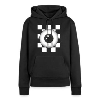 Esthétique bizarre Noir Blanc Globe oculaire en damier - Sweat à capuche Premium bio Femme - noir - Devant - Julia (174cm)