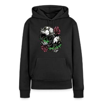 Demiromantique Fierté Drapeau Crâne Roses Subtil - Sweat à capuche Premium bio Femme - noir - Devant - Julia (174cm)
