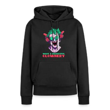 Quel délicieux clown - Sweat à capuche Premium bio Femme - noir - Devant - Julia (174cm)