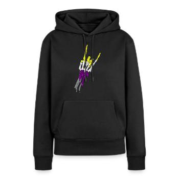 Non Binary Pride Flag Devil Horn Skeleton Subtle - Frauen Premium Bio Hoodie - Schwarz - Vorne - Julia (174cm)